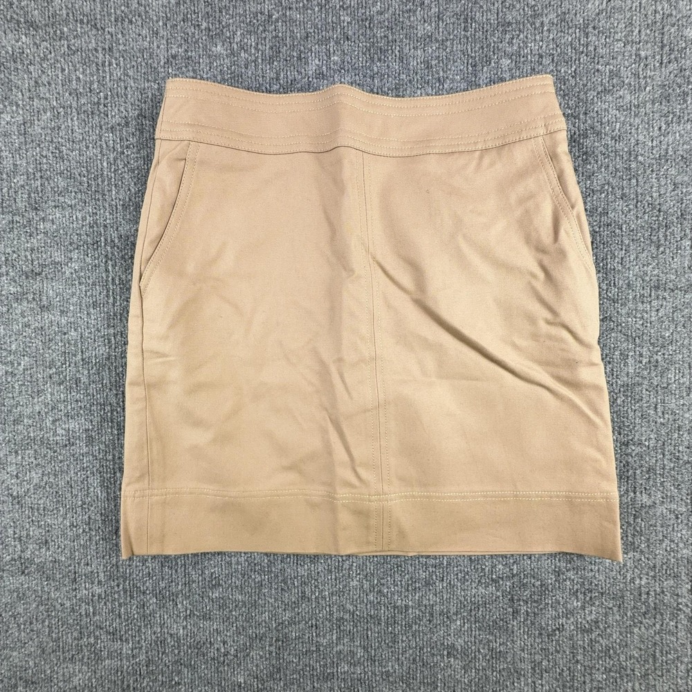 Talbots Skirt Womens Petite 2P Beige‎ Twill Pencil Short Stretch Lined New Tag